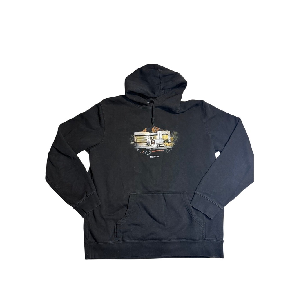 Misenscene Mens Black Graphic Hoodie Desert House Muscle Car Sweatshirt 2X